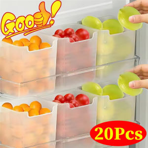 20/10 ชิ้น กล่องเก็บของข้างตู้เย็น / กล่องใส่ของอเนกประสงค์แบบใสสำหรับแยกอาหาร / กล่องจัดระเบียบประหยัดพื้นที่ภายในบ้านสำหรับผัก ผลไม้ เนื้อสัตว์ และอุปกรณ์บนโต๊ะอาหาร