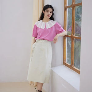 Áo Thun Tay Ngắn Cổ Búp Bê Thời Trang Mùa Hè 2025 Mới Về Chất Liệu Cotton 100% Không Thương Hiệu Áo Thun Thường Ngày Cho Nữ