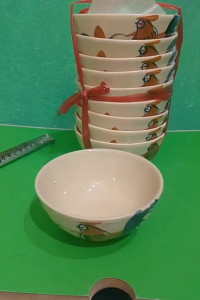combo 10 chén con gà họa tiết thủ công - sành loại dày