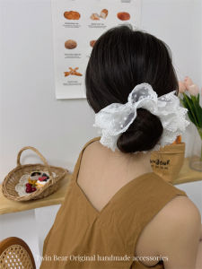 Double Layer Lace Hairband in White and Black for Aging Youth Sweet Rural Style Hair Accessories for Girls