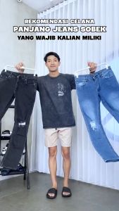 Celana Jeans Sobek Fashindan Sobek Lutut Pria Jeans Slimfit