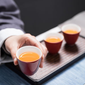 Wedding Ceremonial Red Glazed Ceramic Tea Cup