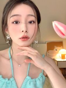 Korean Sweet Personality Full Sky Pearl Flower Womens Long Tassel Diamond Embedded Geometric Ear Jewelry Fashion Accessories