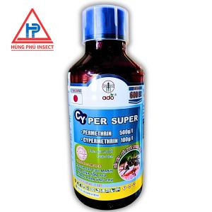 THUỐC DIỆT MUỖI KHÁNG THUỐC CYPER SUPER600EC 1LÍT Công dụng: diệt muỗi côn trùng gián kiến ruồi sâu rầy rệp mọt