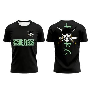 Bandai | 2026 Summer One Piece Zoro Retro 3D Print T-Shirt Adult & Kids Casual Sports Short Sleeve Tee with Three Swords Skull Elements
