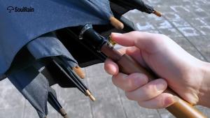 SoulRain 48" Arc Classic Wood Handle Umbrella Auto Open Windproof clear Unbreakable Stick Rain Umbrella