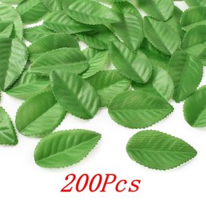 200/400Pcs 5.5cm Artificial Green Rose Leaves for DIY Craft Scrapbook Flower Arrangement Home Room Wedding Garland Decoration