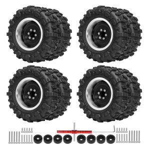 1.45 Inch Front and Rear Dual Wheel Hub Tires Set for 1/18 Axial SCX24 Bronco AX24 TRX4M FMS FCX18 FCX24 Ascent-18 RC Crawler Ca