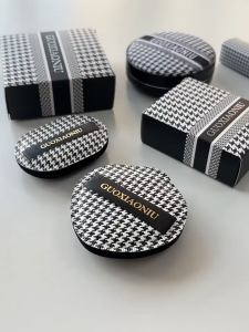 Guoxiaoniu Houndstooth Marshmallow Makeup Puff - Dual-Ended Foundation Sponge with Dry/Wet Use Ultra-Soft Setting Powder Puff for Blending (4mm Thickened Rubycell Material)