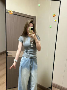 Casual round Neck Short Sleeve T-Shirt Womens Slim Fit Summer Fashion Printable Cotton Polyester Blend Regular Length Top