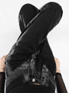 Fall and Winter Plus Size Plus Size Ladies High Street Stylish Wide Leg Denim Female Loose Slim Looking Vintage Fleece-Lined Straight Mopping Pants