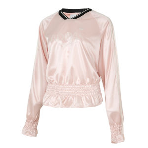 Áo Sơ Mi Dài Tay Dệt Kim Xếp Nếp Adidas Trefoil Dành Cho Nữ SMOCKED JERSEY Casual Polyester KS2880