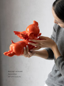 Ruonai Home Herm @ S Deco out-of-Print Collection Good Luck Coming Orange Resin Sculpture Art Ornaments