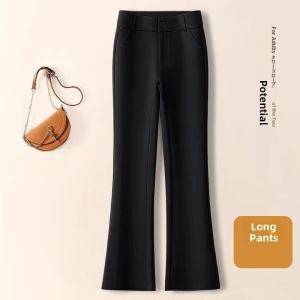 Casual Wide Leg Suit Pants for Women Dark Blue Formal Straight Leg Trousers Spring Autumn New Arrival High Waist Long Pants