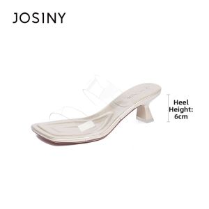 Josiny | Leopard Print Summer New Style Transparent High Heel Slippers