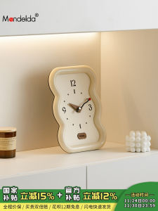 นาฬิกาตั้งโต๊ะ Mandelda ตกแต่งห้องนั่งเล่นสไตล์เรียบง่าย วัสดุไม้ นาฬิกาตั้งโต๊ะแบบเรียบง่าย สไตล์ครีม ตกแต่งห้องนั่งเล่น