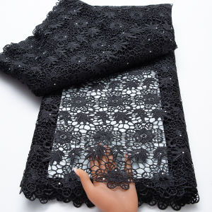 High Quality Nigerian Cord Guipure Lace Fabric 2026 Knitted Water Soluble 5Yards African Lace Fabric for Wedding Dress Sewing
