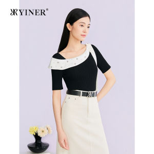 YINER | Elegant Bead Bow Decorated Knit Top