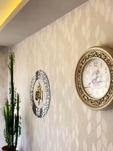 "SEHARI JADI "HIASAN DINDING KALIGRAFI ISLAMIC AESTHETIC ACRYLIC MIRROR MEWAH DAN MENGKILAP "AYAT KURSI CILCULAR" / PAJANGAN DINDING KALIGRAFI MENGKILAP