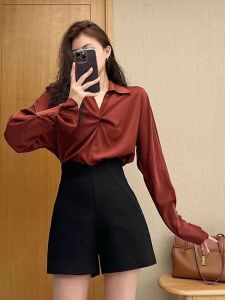 High Waist A-Line Wide Leg Suit Pants Womens Spring Autumn plus Size Versatile Slimming Short Shorts Summer Outdoor Wear