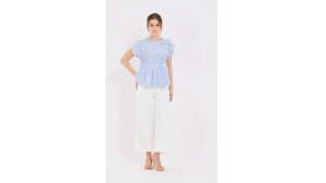Badomoda ANOURA Hand-made Floral Applique Peplum Blouse