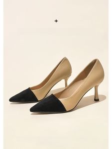 MSEN รองเท้าส้นสูงแบบประกบ ผู้หญิง ส้นบาง หลากหลาย สไตล์ใหม่ Elegance Low Cut Pointed Toe ของแท้ หนัง รองเท้าเดี่ยวสําหรับเดินทาง