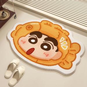 Water Absorbent Anti Slip Cartoon Anime Door Mat Artificial Cashmere Bathroom Floor Rug Home Use Modern Simple Style Bedding