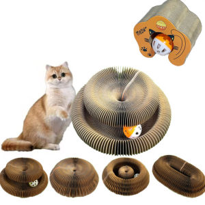 Magnet Organ Cat Scratcher Board Spinning Ball Bell Corrugated Scratching Post Cat Interactive Toys