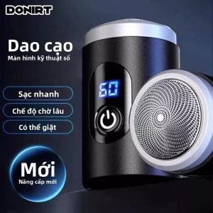 Máy Cạo Râu Điện Nam Có Màn Hình LED Sạc Type-C Mini Cầm Tay Dùng Được Khi Khô Và Ướt Thời Lượng Pin Dài Lưỡi Dao Bằng Kim Loại