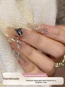 MONLEYTA | Handmade Nail Tips Wearable False Nails Short To Medium Length Premium Feel Autumn Winter Design Ready Made Nail Patches