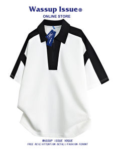 Half Zip Short Sleeve T-Shirt for Men Streetwear Casual
