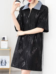 ชุดเดรสสั้นผ้าเดนิมลายสก็อตสีสันสดใส แขนสั้น ทรงตรง สำหรับผู้หญิง ฤดูร้อน 2025 แฟชั่นลำลอง กระโปรงทรงเอ กระโปรง POLO