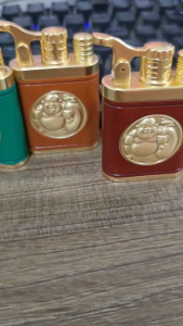 Bật Lửa Gas Khò Bọc Da Hình Di Lặc ( Xài Gas - Lửa Khò)