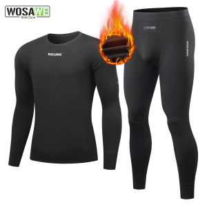 WOSAWE Mens Fleece Lined Thermal Underwear Set Motorcycle Skiing Base Layer Winter Autumn Warm Long Johns