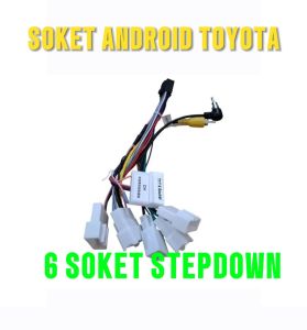 Kabel 6 Soket PNP Head Unit Android Toyota / Daihatsu Stepdown Kamera Mundur Socket Mobil Plug And Play & N Step Down Camera