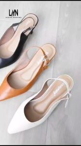 Lynne Aulet Heels Kasual Hak Lancip 5 CM Sandal Wanita Tali Gesper Anti Licin