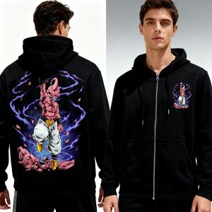 Bandai | Mens Dragon Ball Hoodie Cotton Zip Up Jacket Windproof Warm Coat For Winter Cycling Sports Travel Party Events