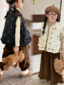 Girls Thickened Cotton Vest Autumn Winter Outerwear Fashionable Versatile Childrens Jacket Korean Style Polyester Fiber