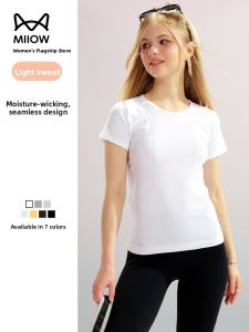 miiow | Quick Dry Seamless Short Sleeve Round Neck Yoga Sportswear Pilates Fitness Top For Women Summer Commute Style Universal Fit