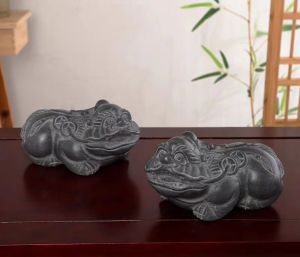 Home Decor Stone Sculpture Han White Jade Lucky Pet Couple Office Entrance Decorations Safe Keeping Handmade Placement Ornaments