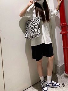 กางเกงขาสั้นกีฬาคอตตอนแท้สไตล์อเมริกันสำหรับผู้หญิง ทรงตรง หลวมๆ สีเทา ทรงหลวมๆ สำหรับใส่ไปทำงาน