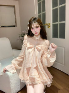 Sweet Loose Design Sense Top Half Skirt Two Piece Set Summer Autumn R10631T round Neck Long Sleeve Bé Gáis Fashion Set