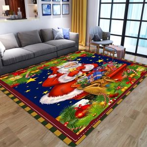 Thảm Theo Chủ Đề Giáng Sinh VIKAMA Ông Già Noel - Thảm Phòng Khách Phòng Ngủ Phòng Học Trang Trí Phòng Học Chống Bám Bẩn Dễ Lau Chùi Giặt Máy Được Thảm Trong Nhà.