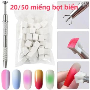 Bộ 20/50 Miếng Bọt Biển Vẽ Móng Màu Trắng Chuyển Sắc Hình Vuông/tam Giác Dùng Cho Làm Móng Nghệ Thuật Tạo Hiệu Ứng Nhuộm Halo Trang Điểm