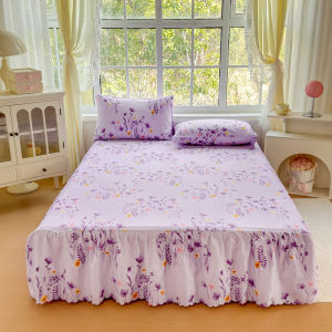 Retro Flower Bed Skirt Ruffle Lace Bedspread Soft Breathable 14inch Height Korea Style Non-Slip Bed Cover Mattress Protector