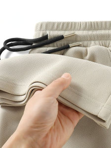 Khaki Wide Leg Casual Pants for Men Spring Autumn Lightweight Gauze Cotton Trousers Youthful Style Straight Cut Loose Fit