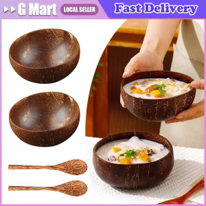 Natural Coconut Bowl Serving Dish Fruit Salad Wood Reusable Utensils Polished Coconut Shell Bowls Breakfast Party