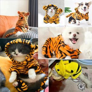Dog Cat Clothes Tiger Dinosaur Stitch Hooded Sweater Costume Pet Cute Warm