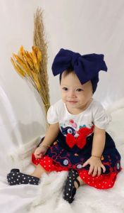 Dress Bayi Perempuan Corak Cherry untuk Anak 6-18 Bulan Free Celana Dalam Bayi Murah Terjangkau / Dress Baby Gaun Bayi Bahan Katun / Bisa COD Bayar di Tempat