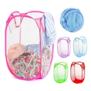 Xinxin Foldable Colorful Mesh Laundry Basket Clothes Storage Basket Dirty Laundry Storage Crate